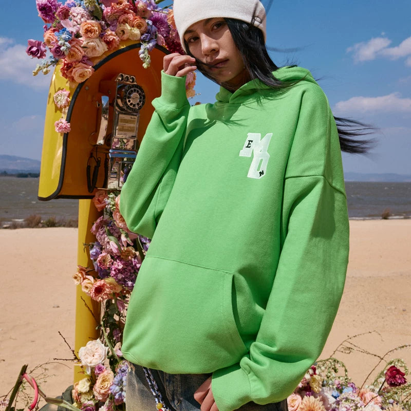 MEDM Mint Manbo Spring and Autumn Double Letter Embroidered Loose Hoodie Long Sleeve Casual Versatile Loose Hoodie
