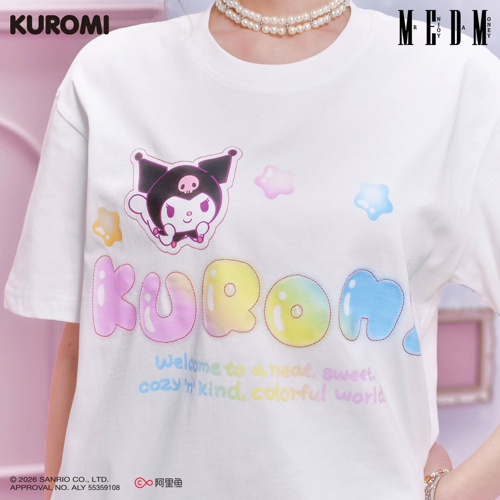 MEDM × Sanrio Family Series Shining Anime Logo Printed Casual Short Sleeve Cute Sweet Girl Round Neck T-shirt