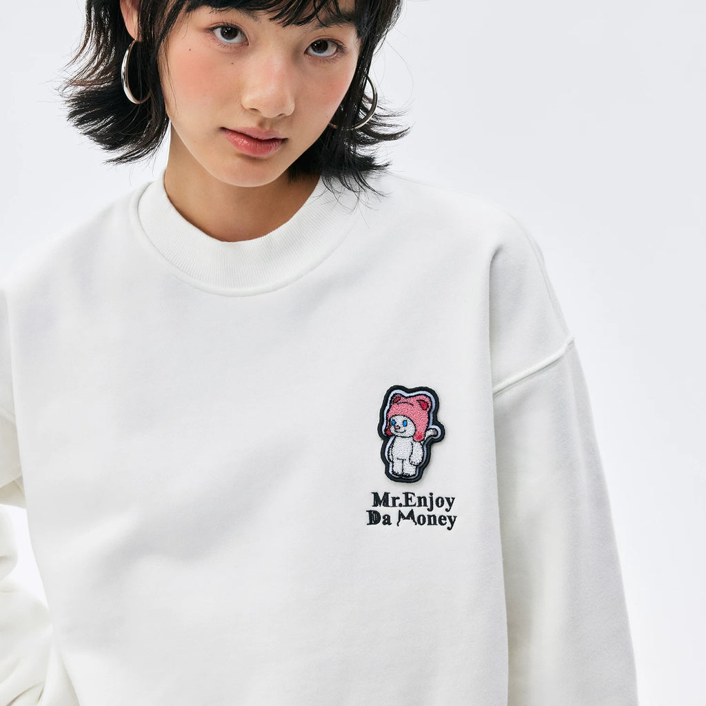 MEDM hat wearing cat Velcro casual round neck hoodie autumn versatile pullover loose long sleeved couple top