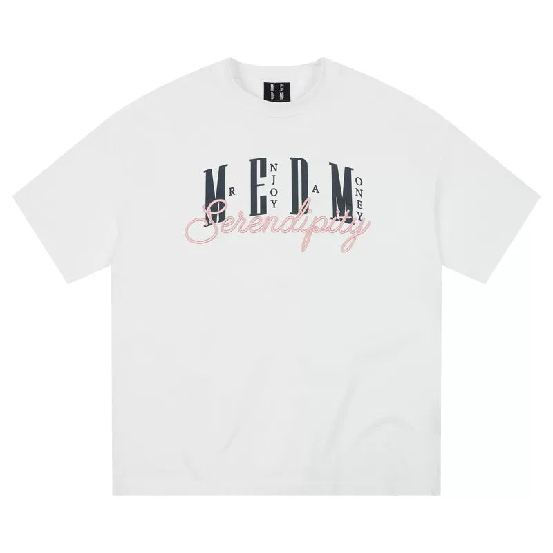 MEDM26SS 3D Embroidery Basic Set Pure Cotton Short Sleeve T-shirt for Men in Summer, Loose and Simple Round Neck Top for Women