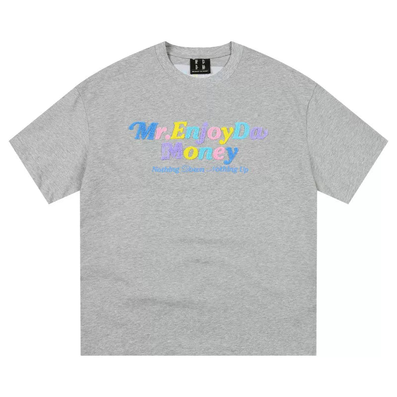 MEDM macaron short sleeved T-shirt by Hou Minghao, same color T-shirt for men and women, couple style, letter tee