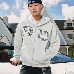 MEDM 26 New Pearl Letter Casual Zipper Hoodie Spring and Autumn American Plush Couple Hoodie Hoodie Sweatshirt