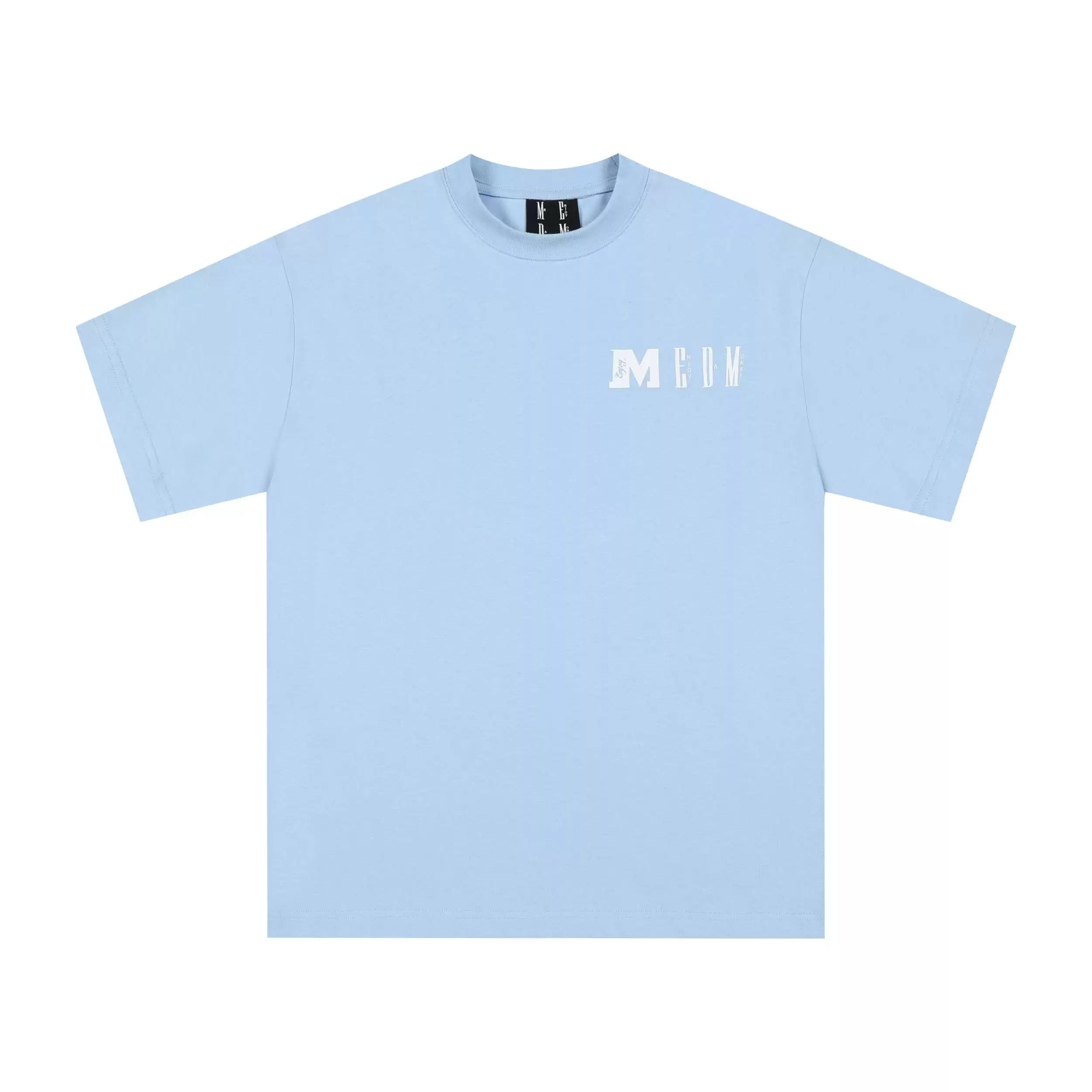 MEDM block color block splicing four-color printed summer short sleeved T-shirt for spring and summer casual round neck versatile loose and trendy