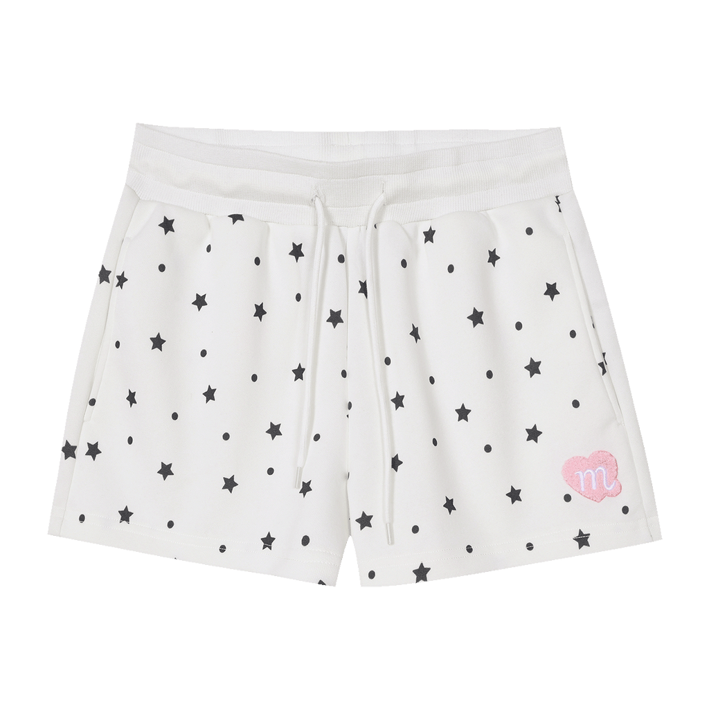 MEDM star wave point drawstring five quarter shorts summer American retro cute style loose slimming casual shorts for women