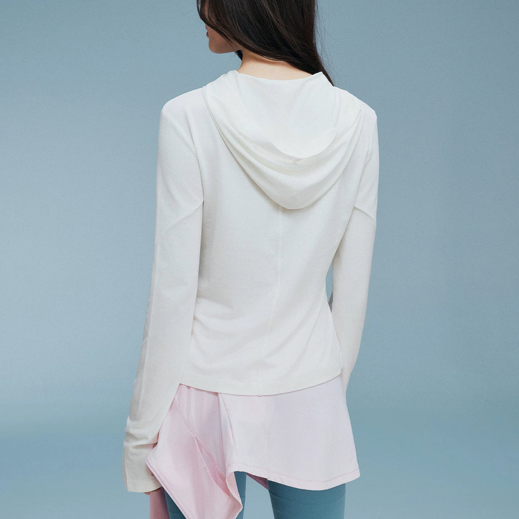 MEDM Cool Quick Drying Thin Casual Sunscreen Hoodie for Summer Commuting Breathable Sweating Slim Fit Long Sleeve T-shirt for Women