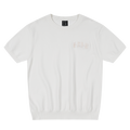 MEDM same color knitted slimming casual round neck T-shirt trendy and versatile solid color simple embroidery logo couple short sleeved shirt