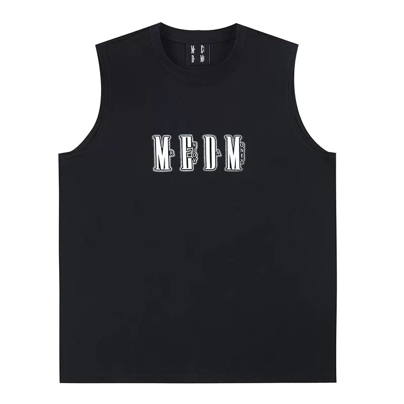 MEDM Thick Plate Offset Printed Flower Tank Top Men's Summer New Style American Retro Trendy Brand Versatile Shoulder Sleeveless T-shirt