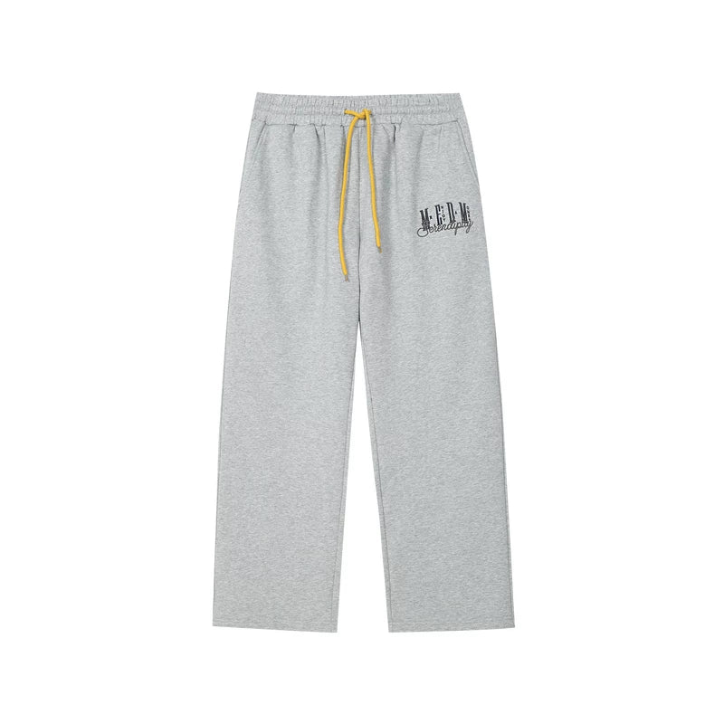MEDM American basic font loose straight leg sweatpants with spring and autumn velvet drawstring for men and women's casual sports pants