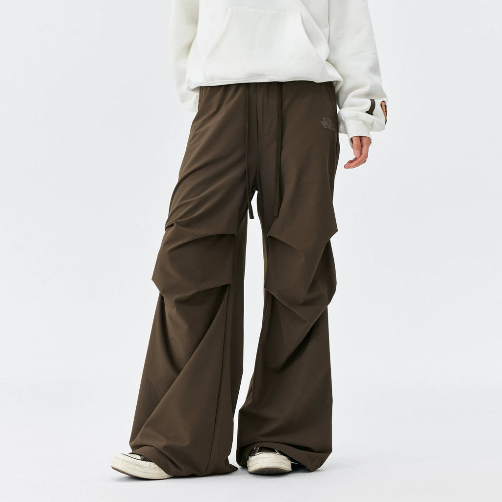 MEDM basic simple and loose double knee pleated pants 25 new versatile straight leg men's and women's drawstring casual pants for spring and autumn