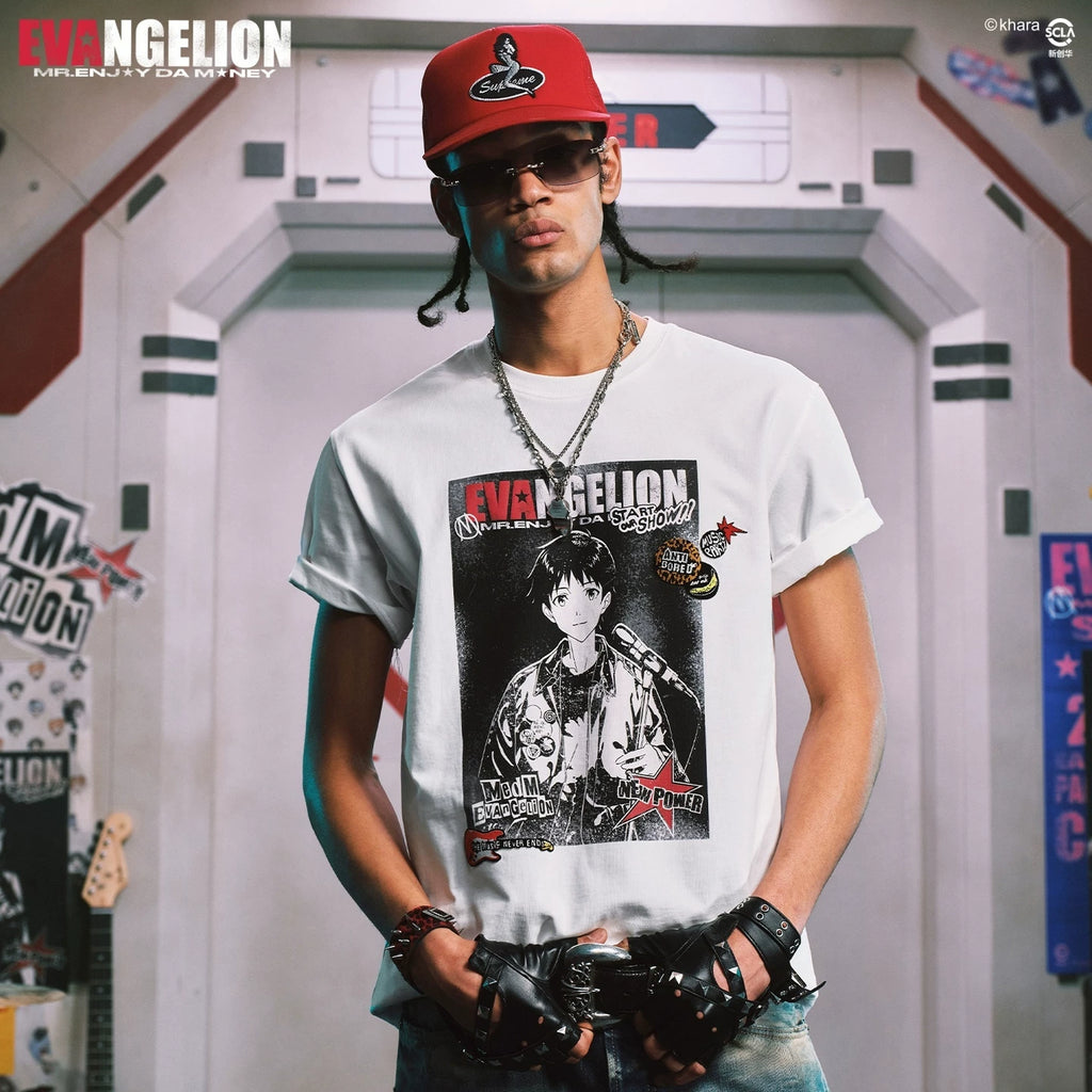 MEDMxEVA NEVER END series character posters made old casual round neck short sleeved personalized versatile T-shirt trend