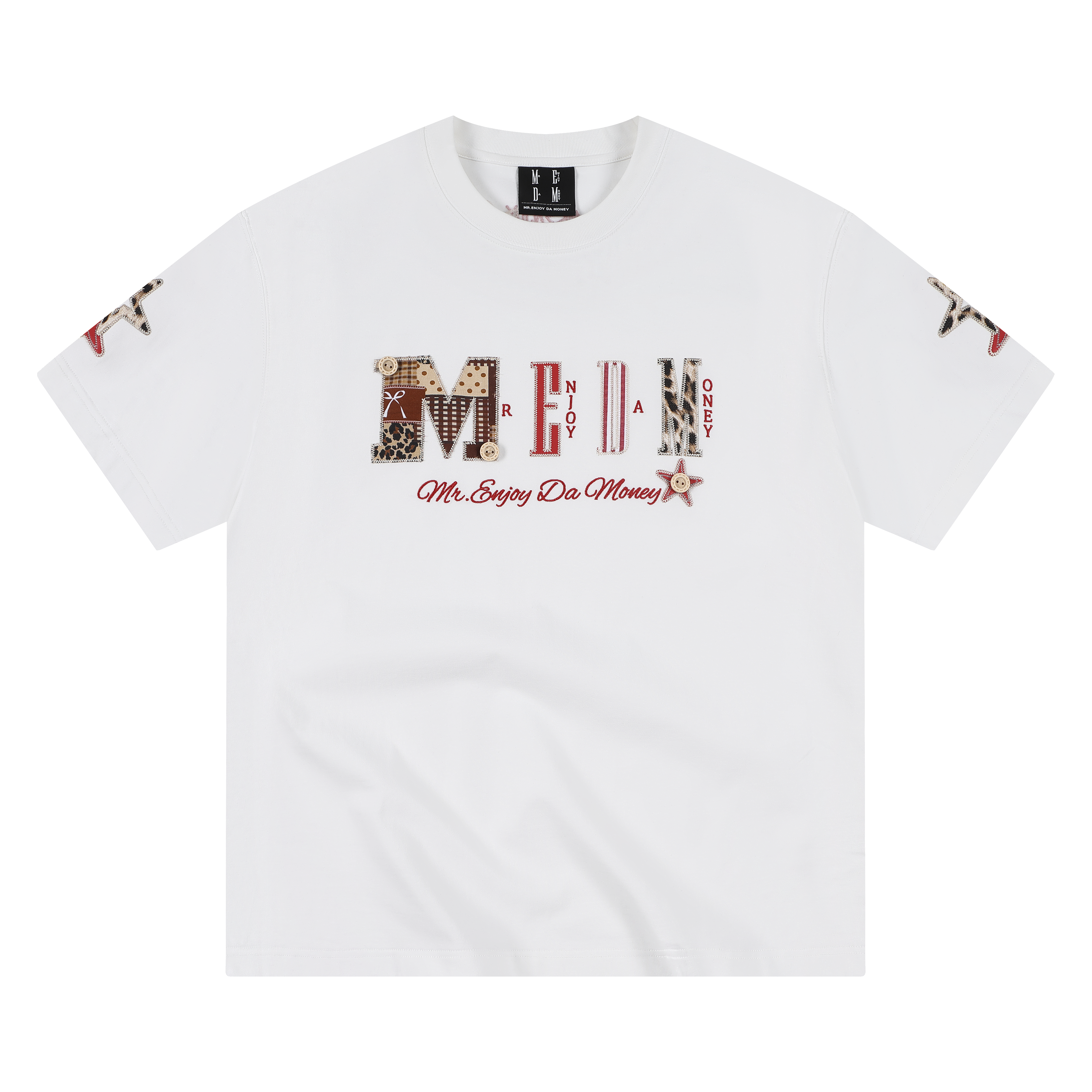 MEDM leather leopard print collage large logo casual round neck short sleeved American retro style loose couple T-shirt summer