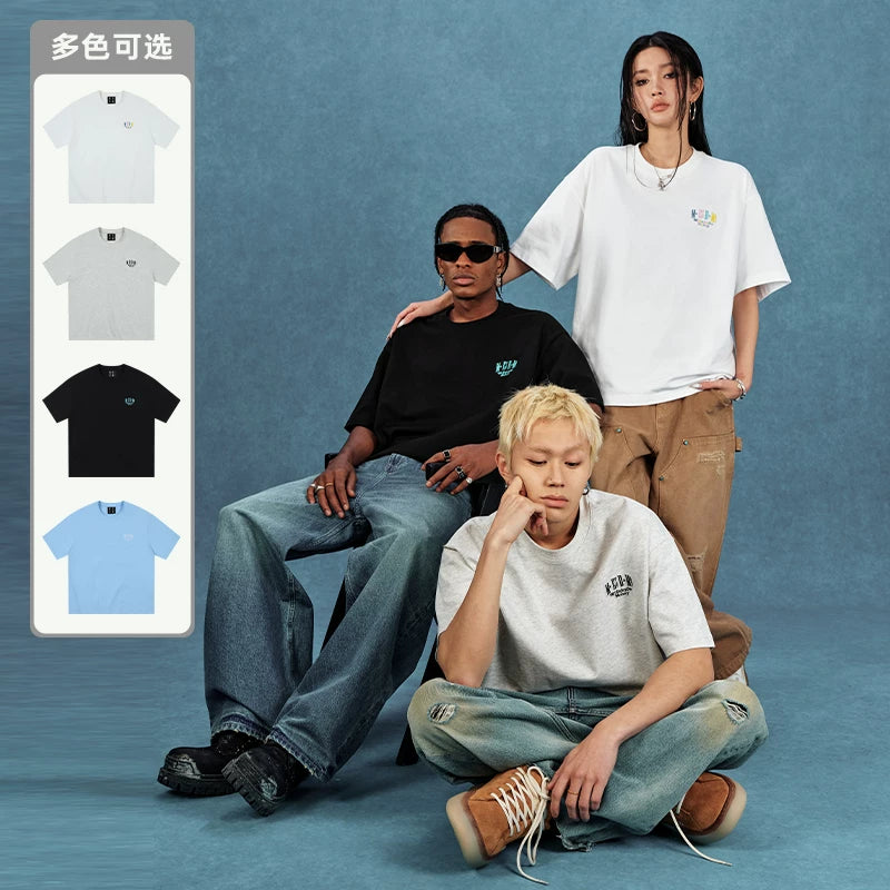 MEDM letter embroidered T-shirt unisex American TEE loose base short sleeved 2025 spring fashion brand T-shirt