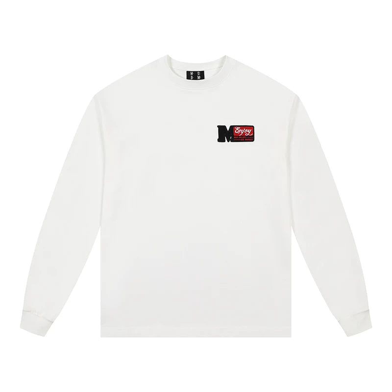 MEDM small label armband long sleeved T-shirt men's autumn top women's American T-shirt couple casual versatile top trend