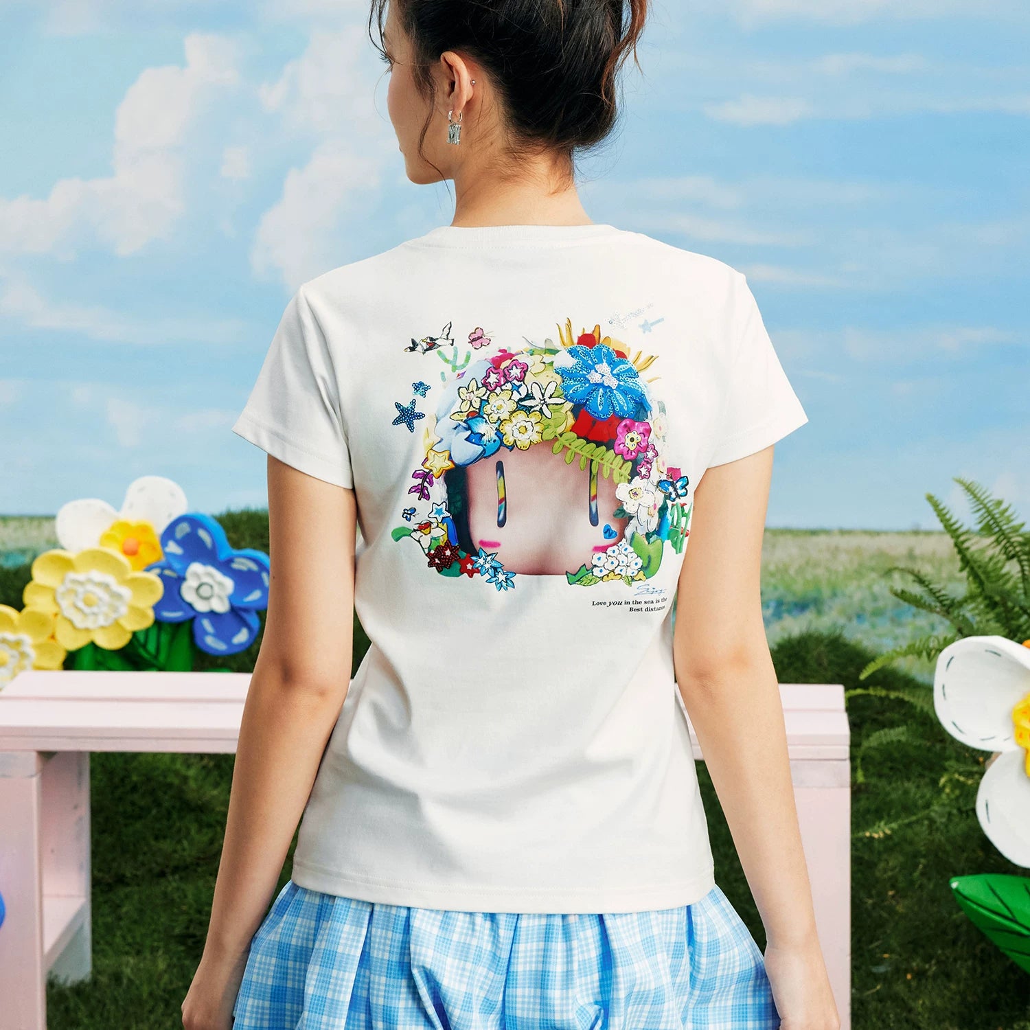 MEDM collaboration short sleeved T-shirt NEWMASS collaboration top summer trendy brand women's tee creative letter printed T-shirt American casual short sleeved top