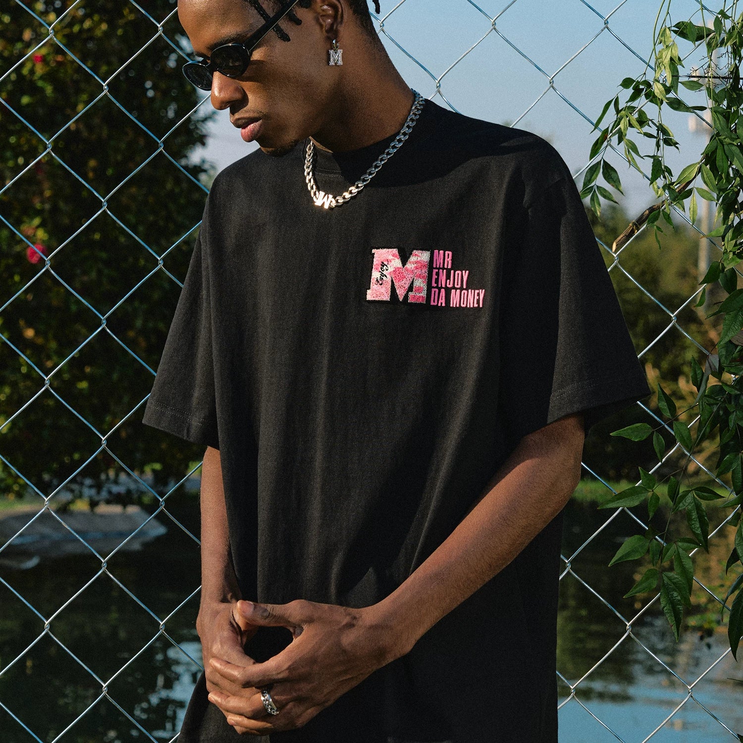 MEDM26SS Large M Camouflage Toothbrush Embroidered Short Sleeve Men's Trendy Brand Casual T-shirt American Hip Hop Top Women's Summer T-shirt