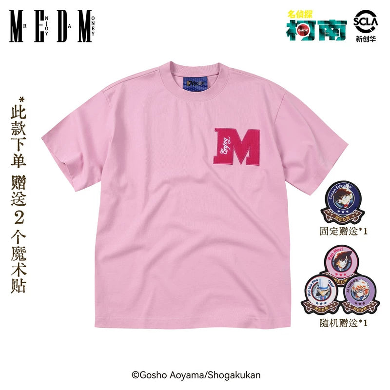 MEDMx Detective Conan Collaboration Basic Anime Velcro Casual Short Sleeve Versatile Commuting Couple T-shirt Summer