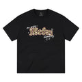 MEDM leopard print Gothic graffiti patch casual round neck short sleeved American street style unisex loose T-shirt summer