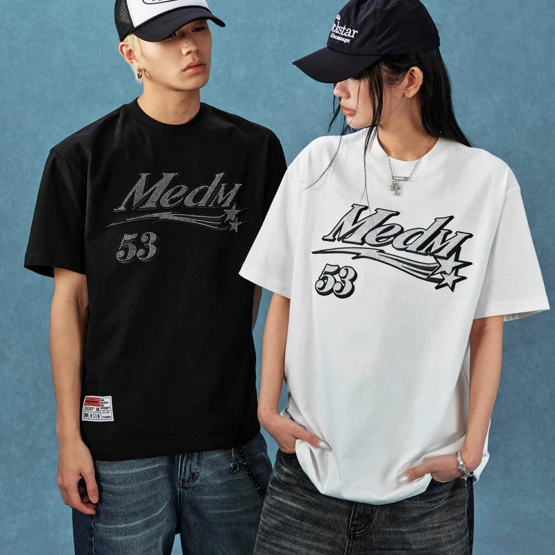 MEDM Diamond Series Summer American Short sleeved T-shirt for Men and Women, niche hip-hop top design sense, summer clothes T