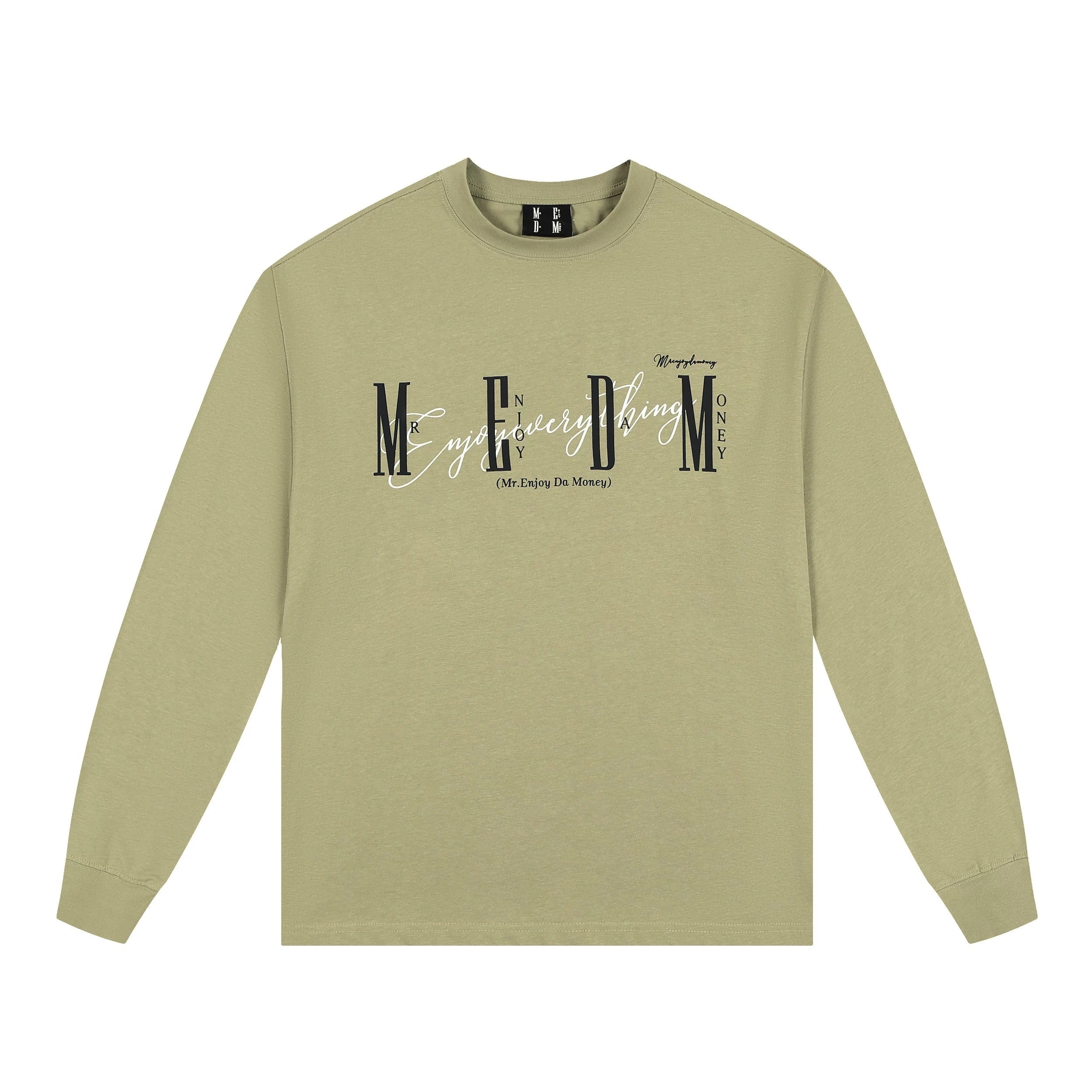 MEDM China-Chic Basic Printing Long Sleeve T-shirt for Men and Women Autumn American Loose Couple Dress Casual T-shirt Backing Shirt