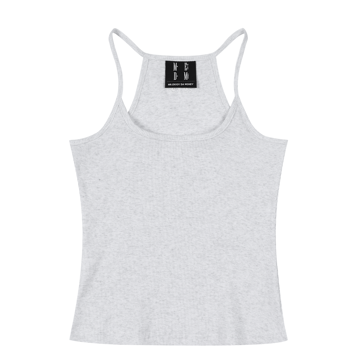 MEDM Classic Floral Alphabet Embroidery Basic Versatile Tank Top Heavy Weight Loose Look Sleeveless Strap for Women