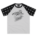 MEDM vintage washed strawberry printed raglan sleeves with heart-shaped polka dot short sleeves, trendy street girl style casual T-shirt