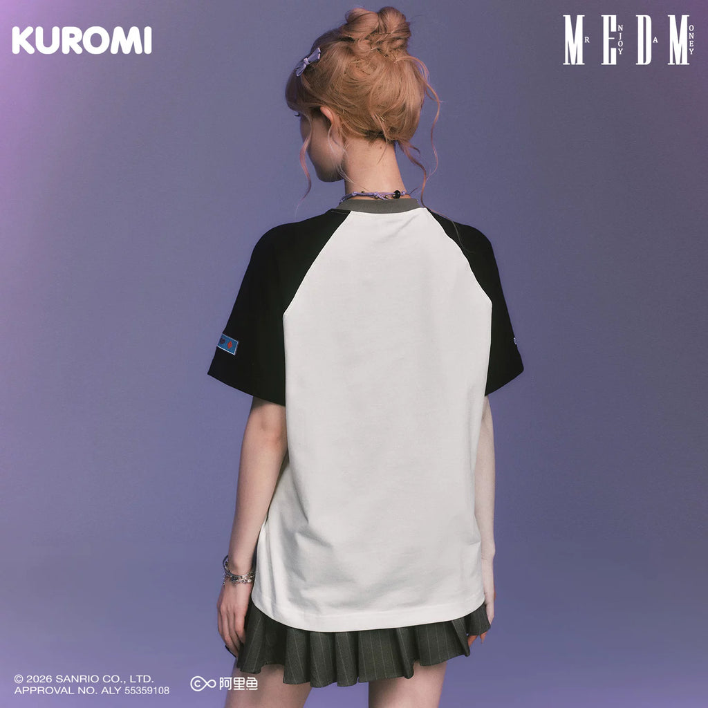 MEDM × Sanrio Family Series Cool Lomi Pattern Printed Color Contrasting Casual Shoulder Short Sleeve Couple T-shirt Summer