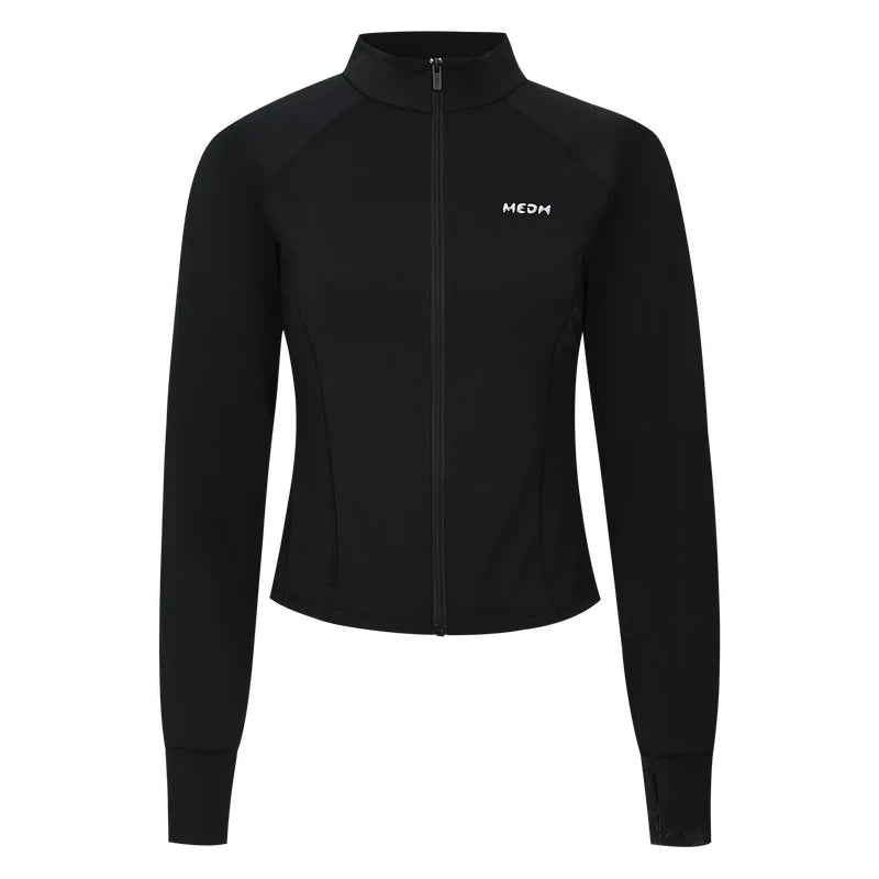 MEDM solid color stand up collar slim fit short casual sunscreen jacket, simple and versatile, commuting slimming and lightweight aerobic top, summer