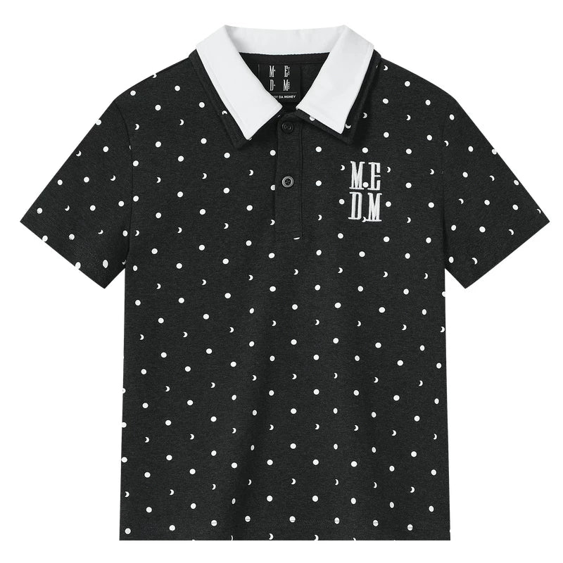 MEDM fake two piece polka dot embroidery loose collar short sleeved summer new retro college style casual T-shirt for women