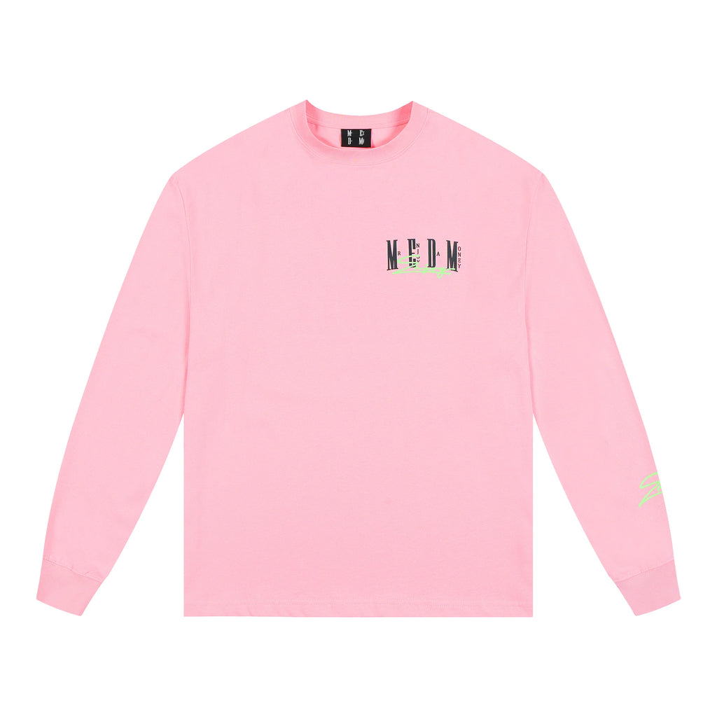 MEDM Trendy Brand Basic Printed Long Sleeve T-shirt for Men and Women, Spring and Autumn American High Street Retro Casual T-shirt