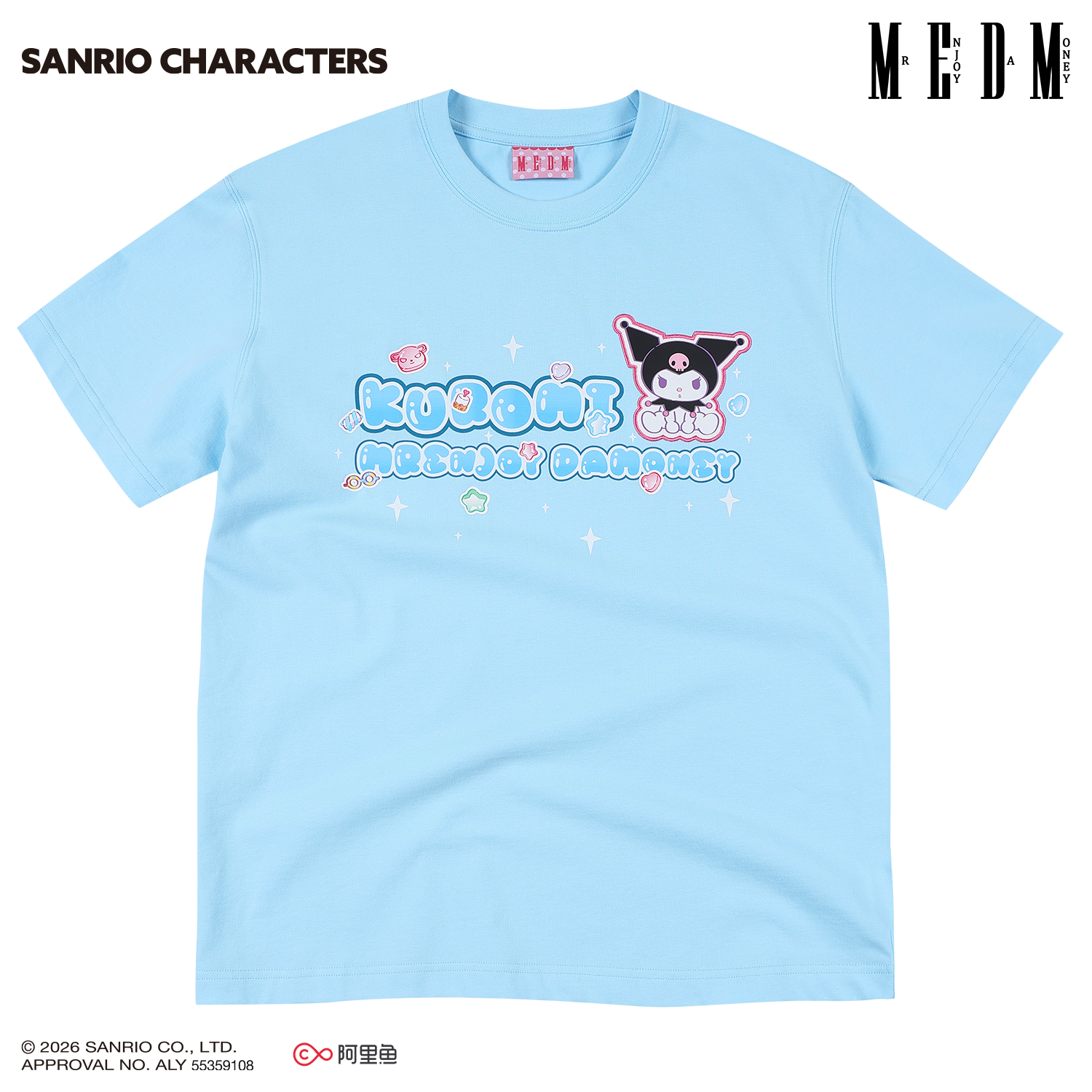 MEDM × Sanrio Family Series Candy Burst Logo Printed Casual Round Neck Short Sleeve Cute Style T-shirt for Women