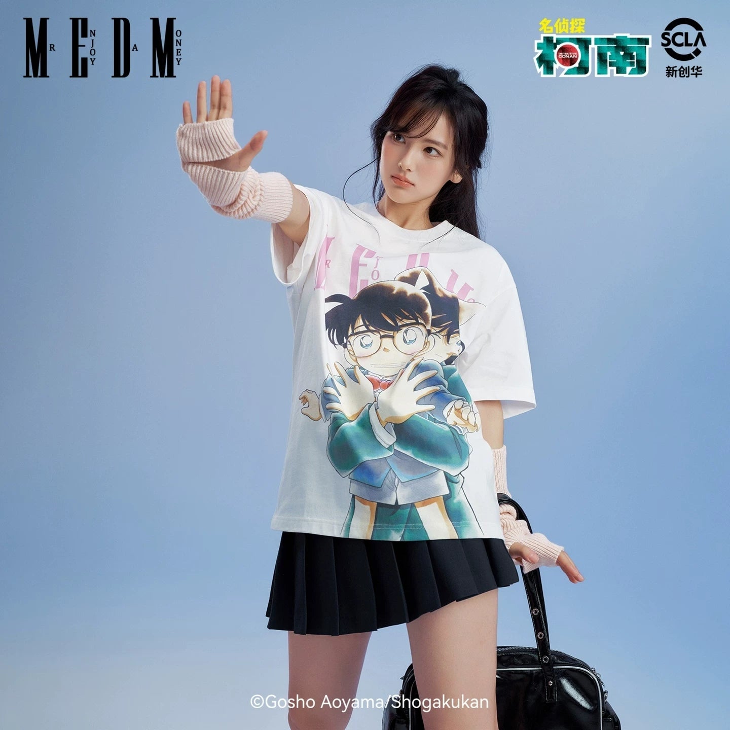 MEDMx Detective Conan co branded anime character print basic casual short sleeved trendy versatile couple T-shirt