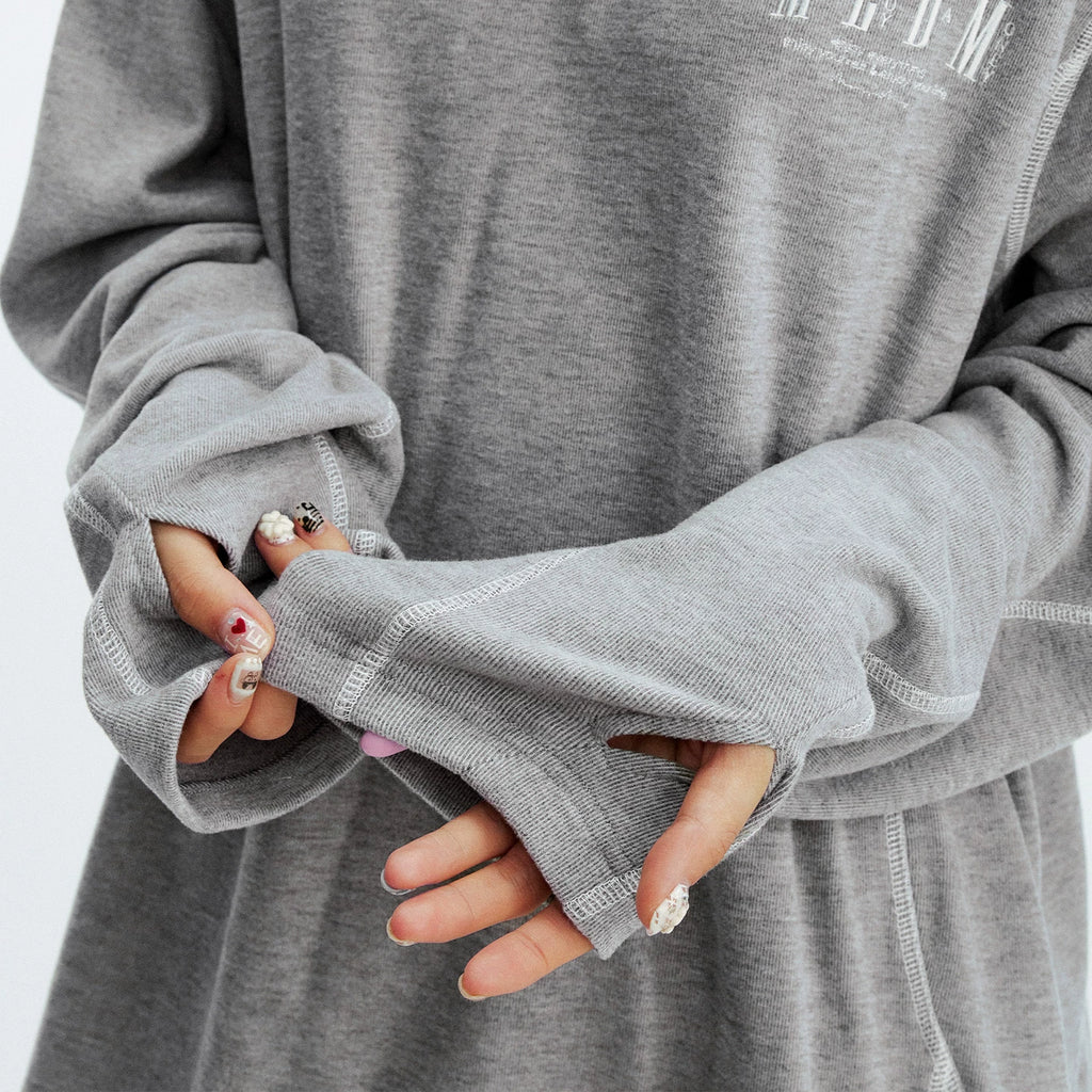 MEDM minimalist functional warm round neck casual long sleeved T-shirt for autumn and winter American versatile couple loose inner top