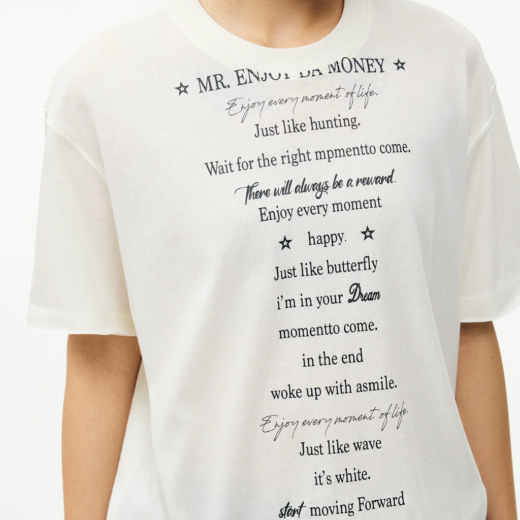 MEDM poetry collection layout printing casual round neck knitted short sleeved trendy American lazy feeling unisex T-shirt summer