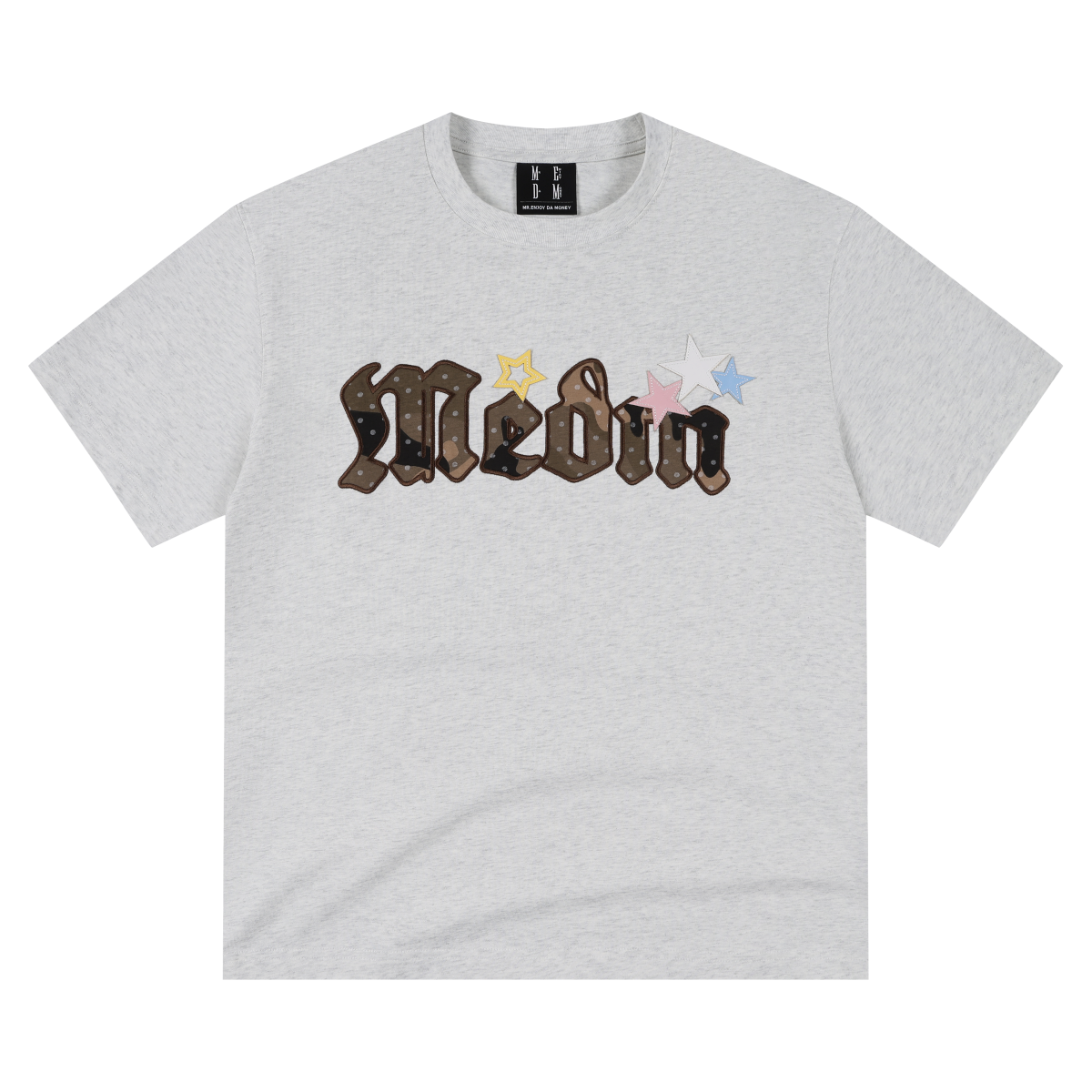 MEDM Sticky Star Camouflage Wave Dot Embroidered Casual Round Neck Short Sleeve Trendy Brand Heavy duty Letter Printed T-shirt for Men