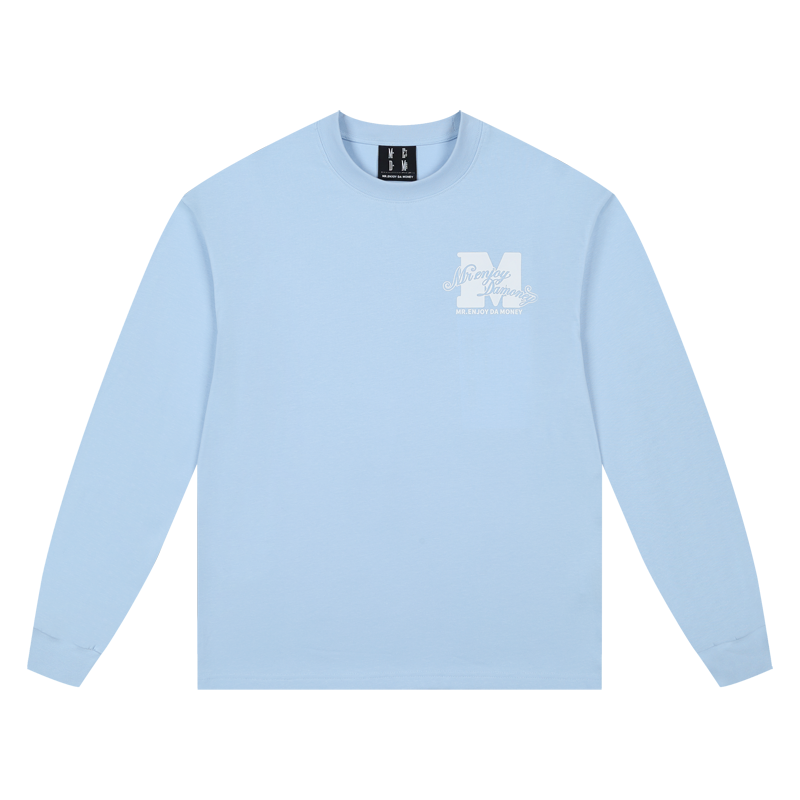 MEDM25SS basic m-floral letter printed long sleeved T-shirt for men and women, trendy brand loose casual round neck top