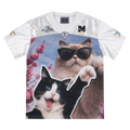 MEDMxYAD collaboration healing cute pet photography print casual short sleeved football suit American retro couple T-shirt summer