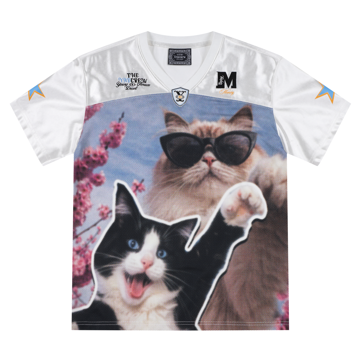 MEDMxYAD collaboration healing cute pet photography print casual short sleeved football suit American retro couple T-shirt summer