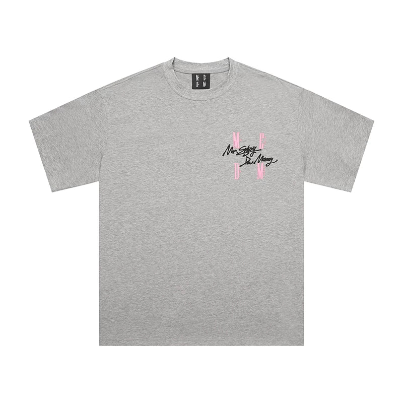MEDM trendy summer foam printed short-sleeved T-shirt for men and women the same American high street casual five-point sleeve T-shirt for men and women