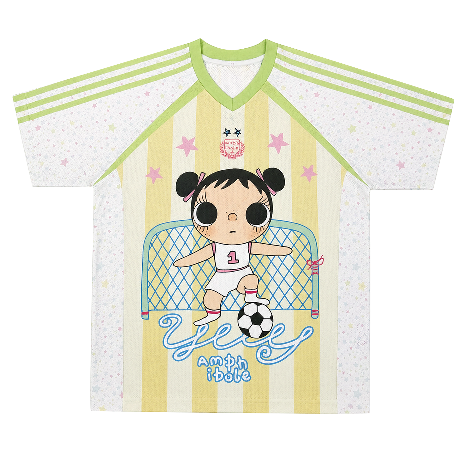 MEDM × YUY Jade Collaboration - Large Pattern Printed Embroidered Casual Jersey Short Sleeve Commuter Cute Style Versatile T-shirt