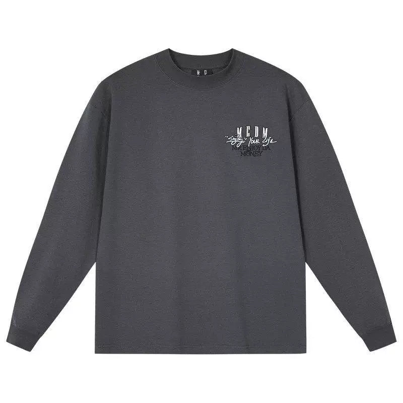 MEDM velvet warm basic casual round neck long sleeved T-shirt for autumn and winter inner wear, slimming and comfortable loose couple base shirt