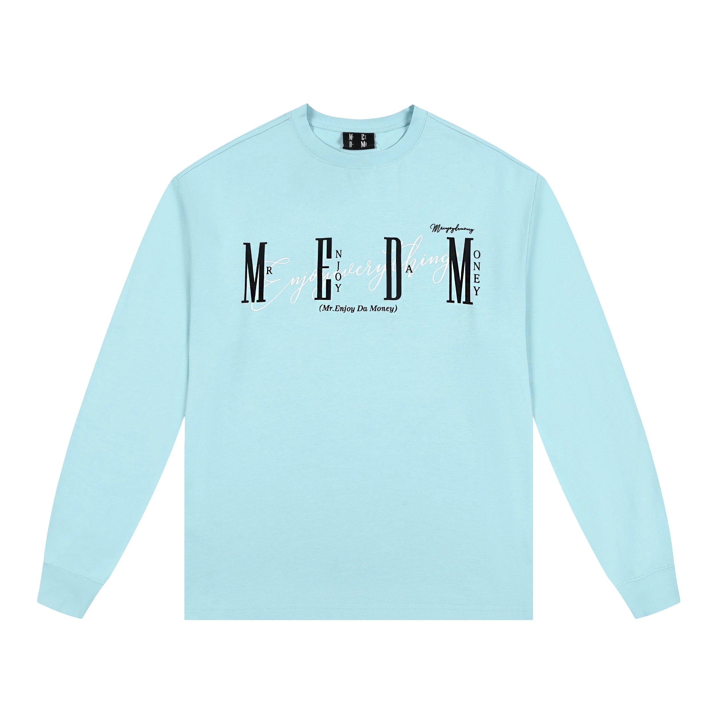 MEDM China-Chic Basic Printing Long Sleeve T-shirt for Men and Women Autumn American Loose Couple Dress Casual T-shirt Backing Shirt