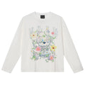 MEDM Skeleton Bear Vine Flower Printed Round Neck Casual Long Sleeve T-shirt Trendy and Comfortable Men's and Women's Top for Spring and Summer