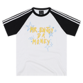 MEDM contrasting graffiti raglan sleeve striped casual T-shirt American street retro ribbed round neck couple short sleeved summer