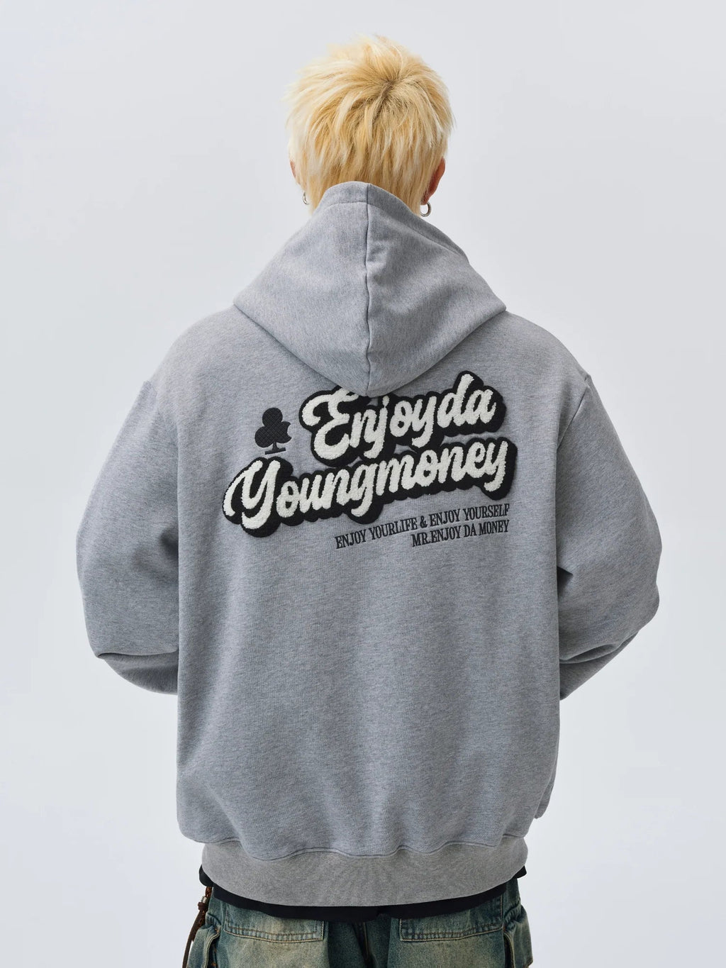 MEDM Towel Applique Embroidery Zip-Up Hoodie