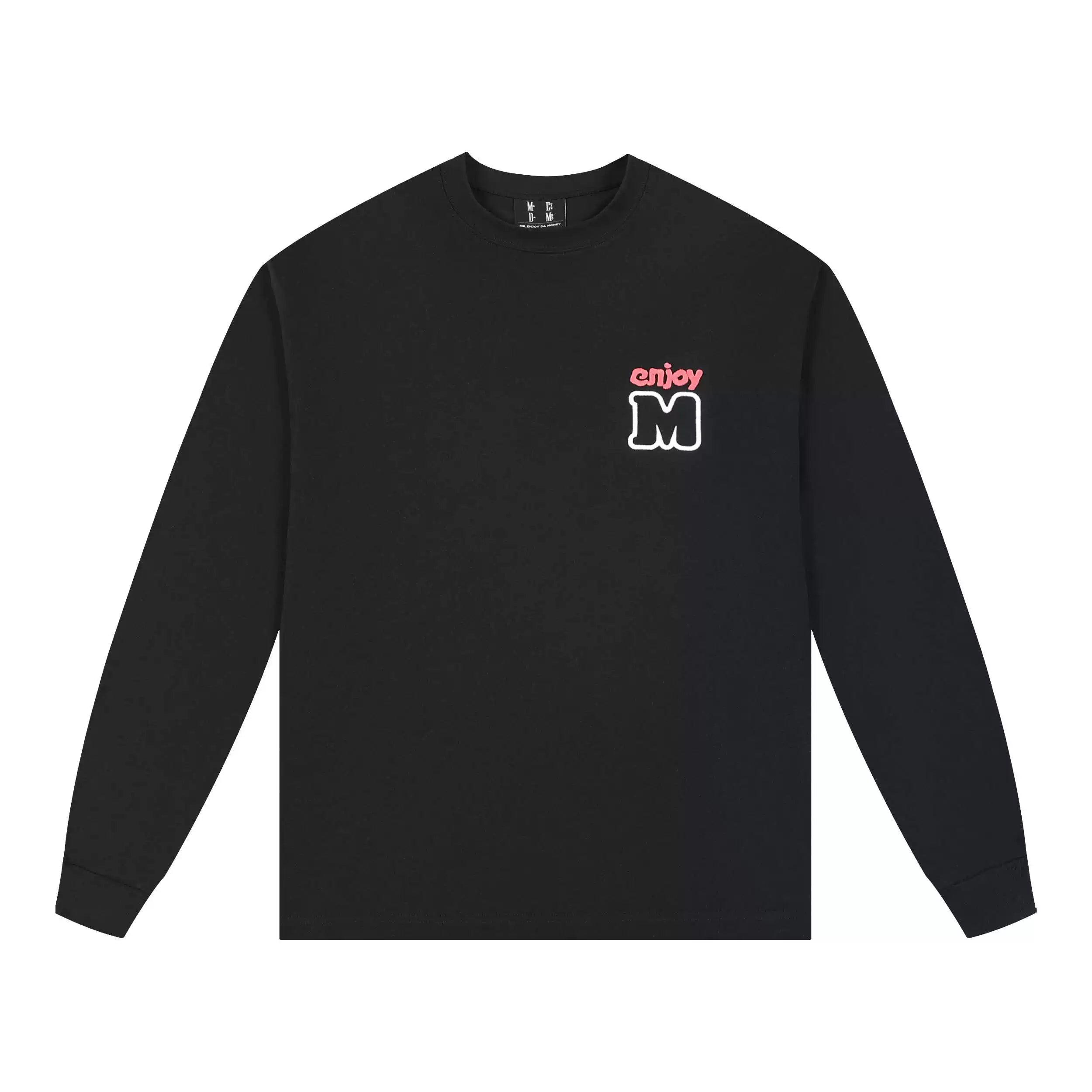 MEDM Color Contrast M Embroidery Small Label Basic Long Sleeve T-shirt Spring and Autumn Round Neck Loose Autumn Versatile Casual Base Tee