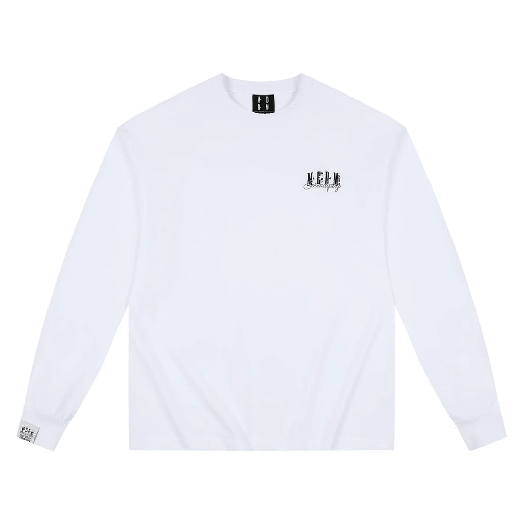 MEDM solid color sterile letter logo round neck casual long sleeved T-shirt basic versatile couple base shirt top autumn