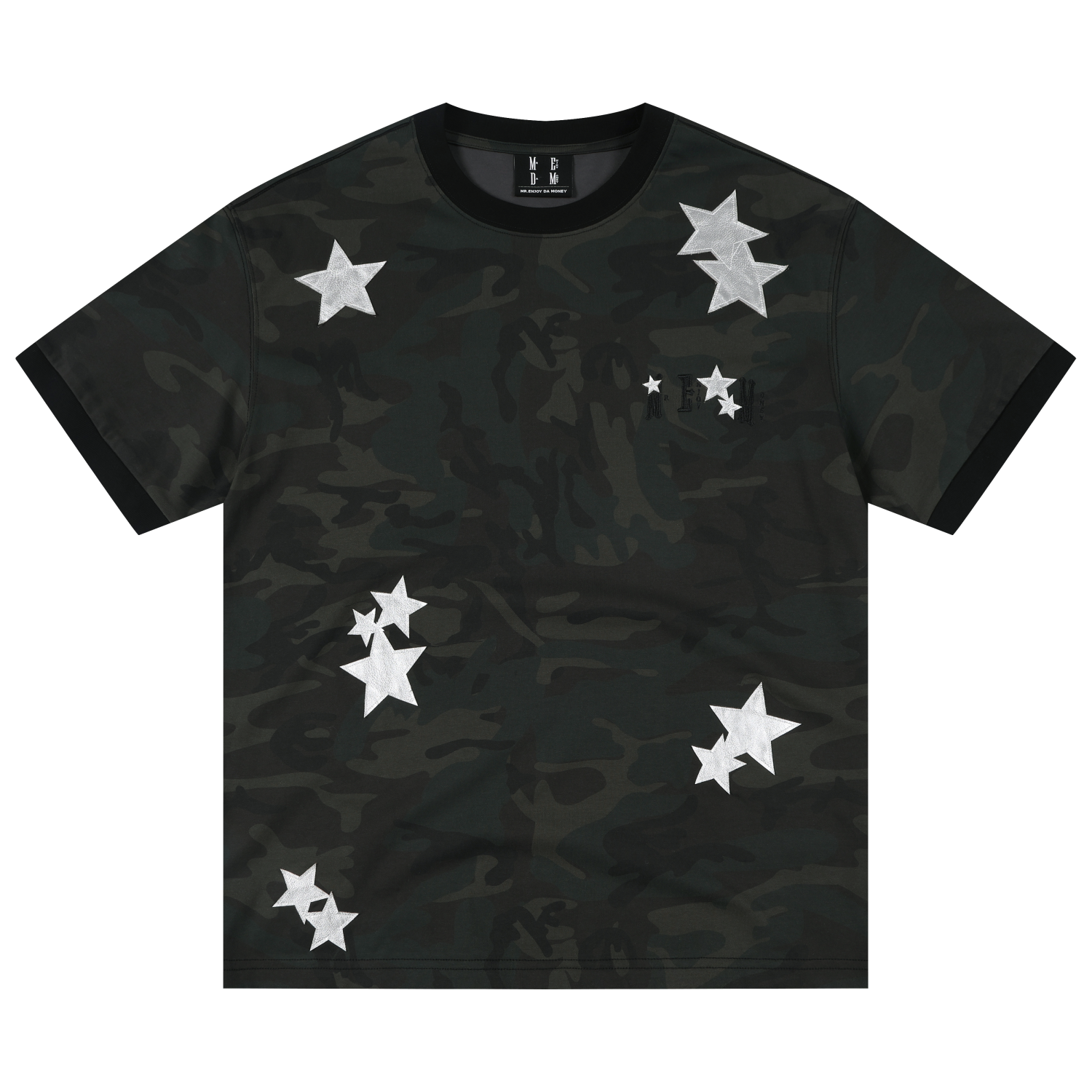 MEDM camouflage star lazy style logo embroidered loose round neck T-shirt street retro casual men's and women's short sleeved summer