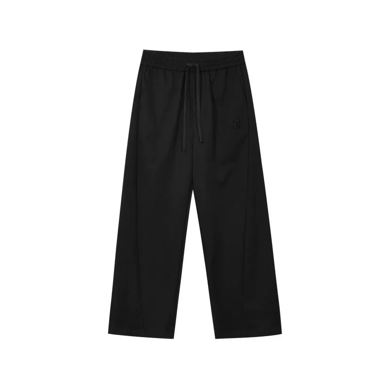 MEDM deconstructive splicing basic drawstring casual pants for men and women, American style simple and versatile wide leg loose pants for spring and autumn