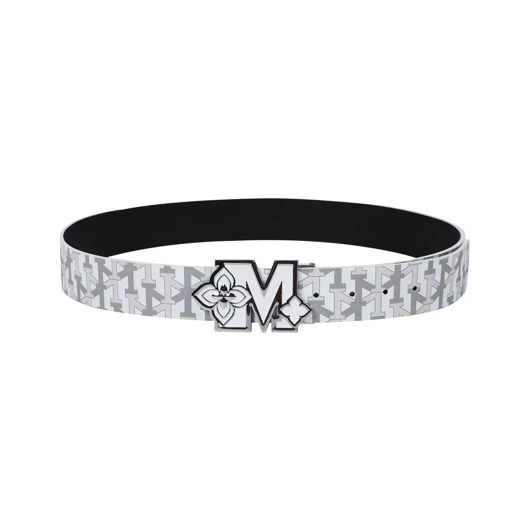 MEMD Grey Shadow Flower Buckle Full Print Belt for Men 2026 New Belt for Women Trendy Brand Original Alphabet Casual Accessories