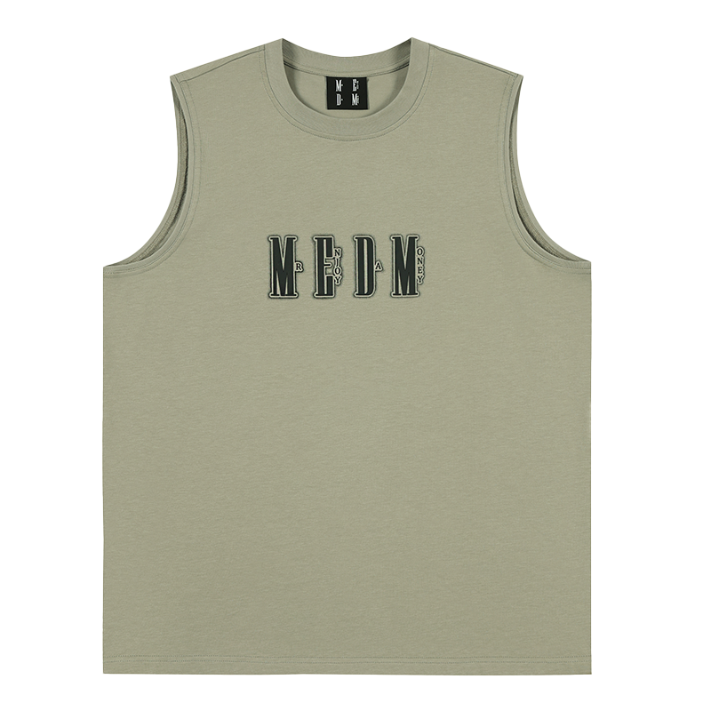 MEDM Thick Plate Offset Printed Flower Tank Top Men's Summer New Style American Retro Trendy Brand Versatile Shoulder Sleeveless T-shirt